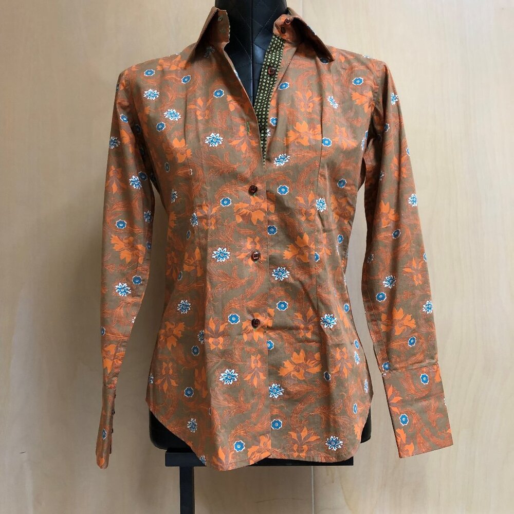 Coton Doux Styled in France Fitted Floral Women's Blouse Size 2